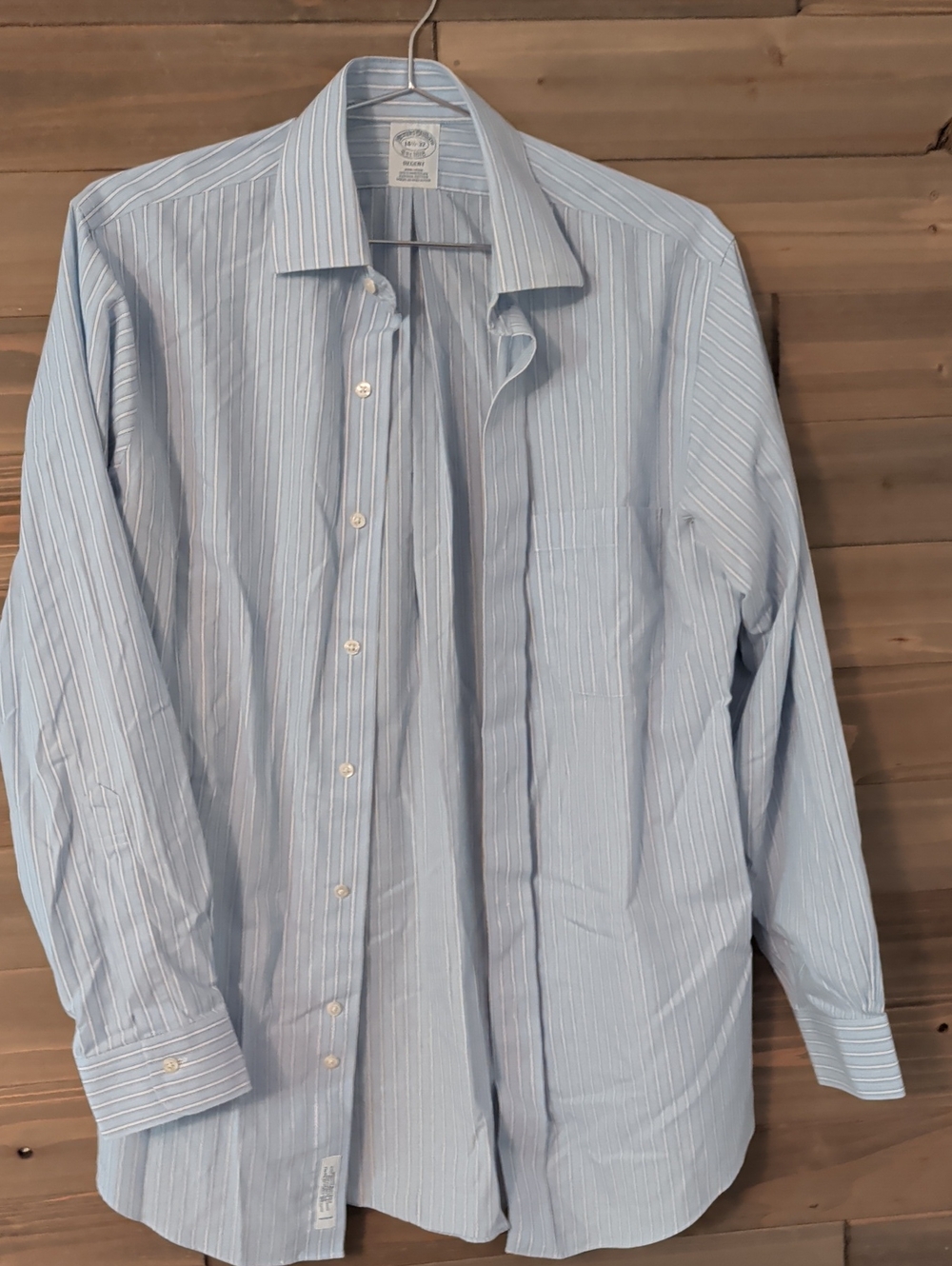 Brooks Brothers Light Blue Striped Men's Dress Shirt - Classic Point Collar